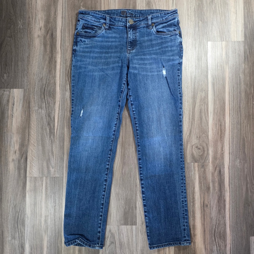 Kut from the Kloth Straight Leg Distressed Medium Wash Jeans Size 6